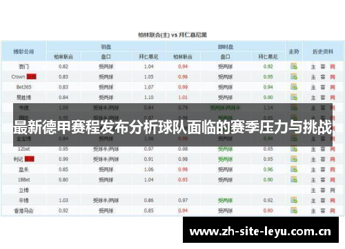 最新德甲赛程发布分析球队面临的赛季压力与挑战 最新德甲赛程发布分析球队面临的赛季压力与挑战